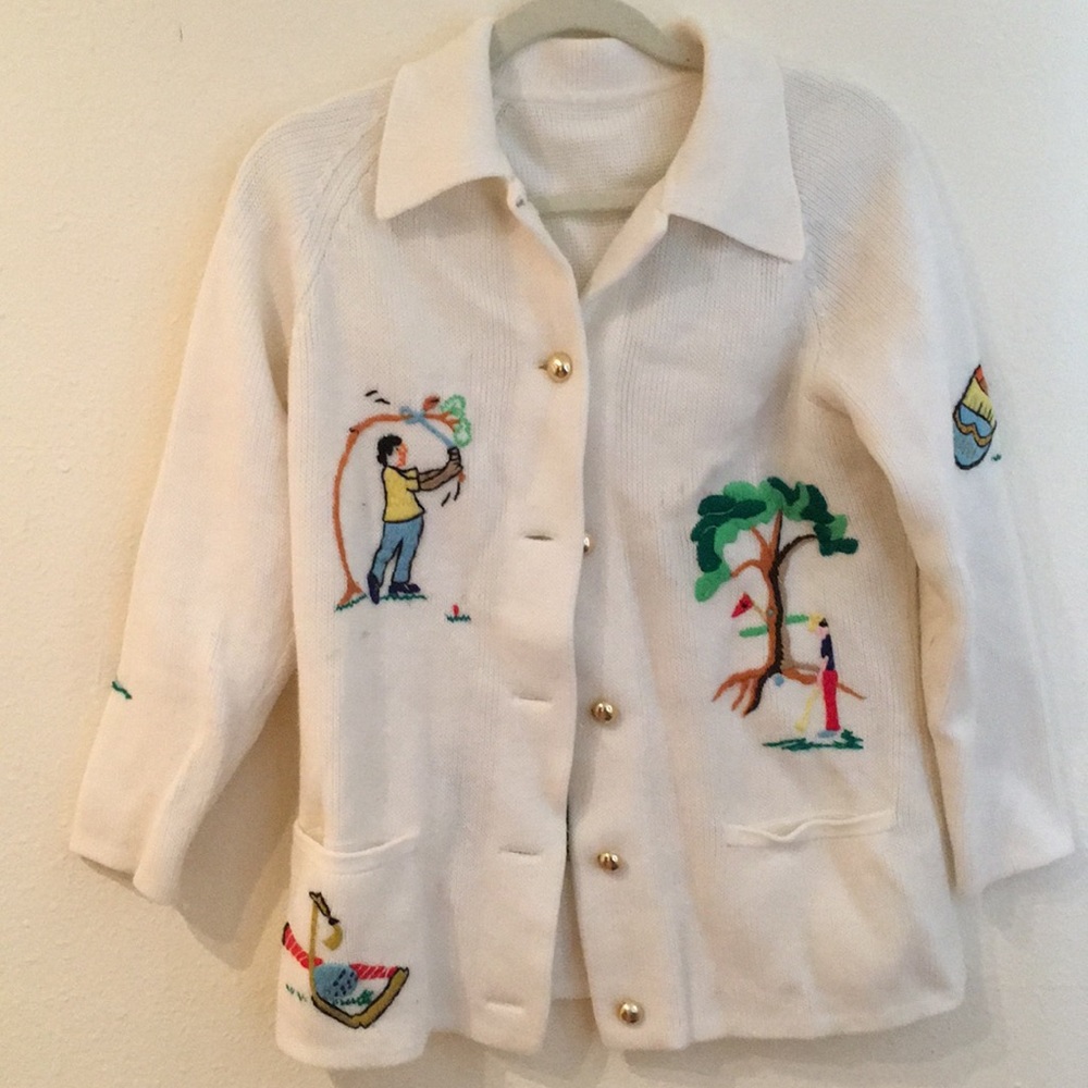 White cardigan with stitching